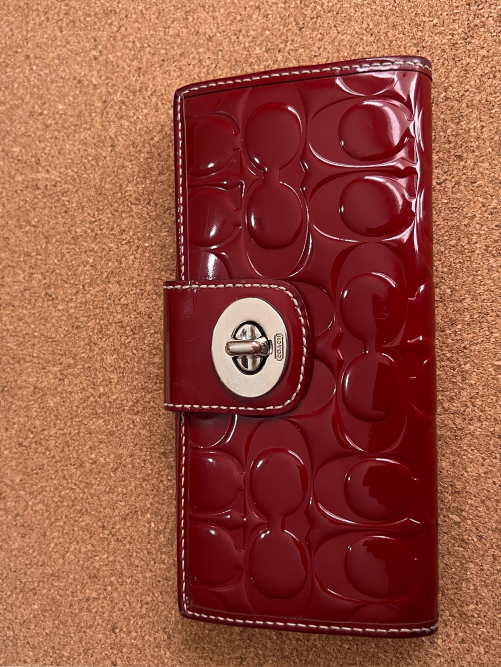 Coach Signature Women's Red Leather Wallet - Sleek Card & Coin Organizer
